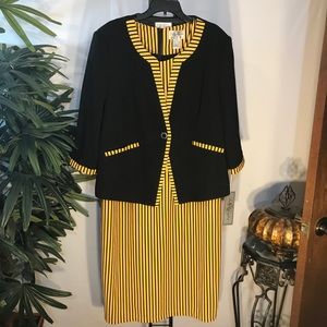 Tally Taylor 9389 2 PC Black/Mustard Dress Suit